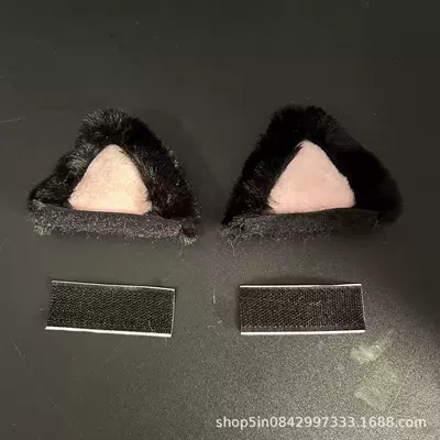 Cat Ear Helmet Decoration Motosiklet dəbilqələri - black-good-cat