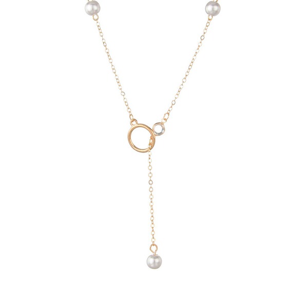 Korean fashionable long elegant necklace pearl