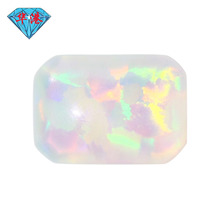 华港宝石 长方倒角平底素面人造欧泊石 半透明合成澳宝裸石#17B1