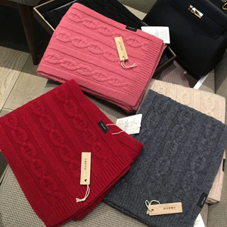 韩国冬季新款纯色WOOL100%羊毛围巾百搭麻花设计披肩户外保暖围脖