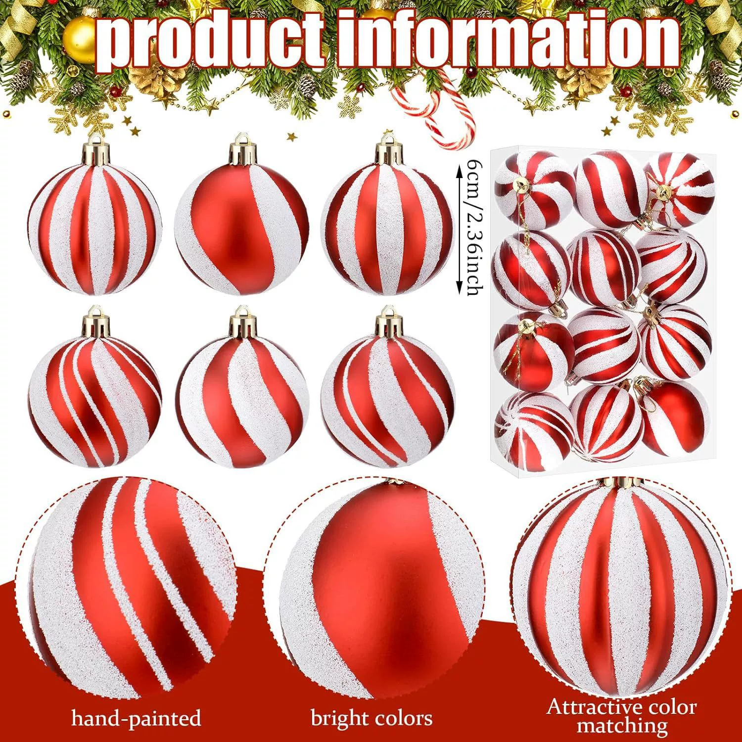 Набор подвесок для елки из пластика с ручной росписью и гальваническим покрытием, для свадебного торжества и вечеринок, трансграничная новинка