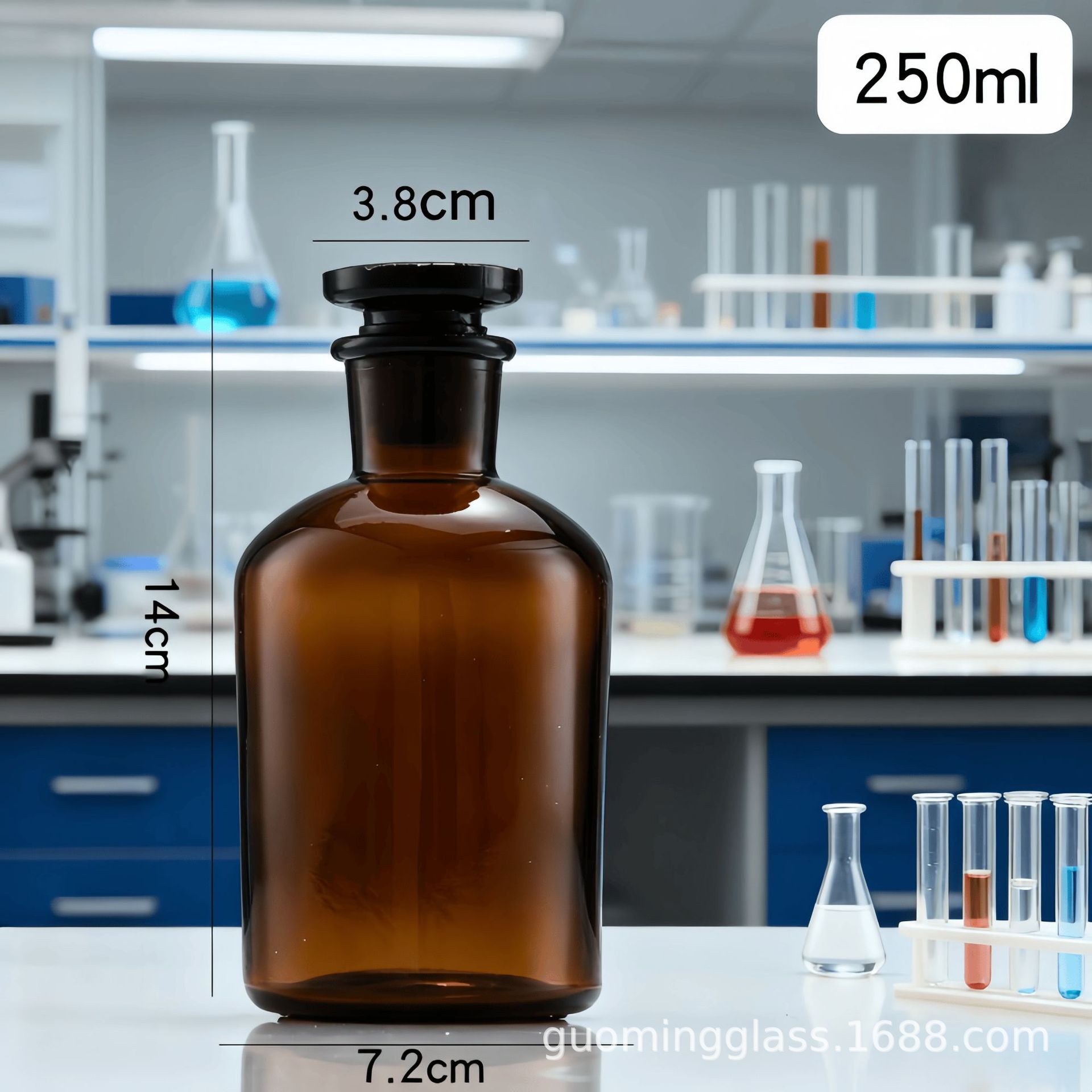 Botella de laboratorio químico de boca ancha botella de boca fina frita