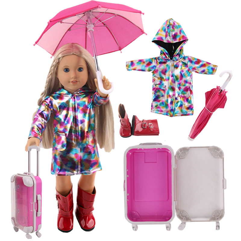 18 inch American Doll Accessories Luggage 4-piece Set Children's Play Toy Suitcase Set Factory Straight Hair