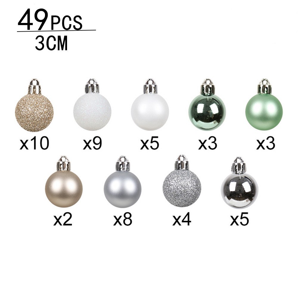 NJN nuevo 3cm 49 paquetes de bolas pintadas set de bolas de decoración de árbol de Navidad caja de cuero de vaca decoración de Navidad