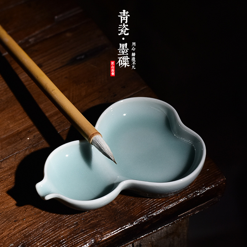 BYUMidi Pink Gourd Ink Disk Pen Add Creative Ceramic Ornament Holding Ink Cartridge Ink Pool Ink Disk