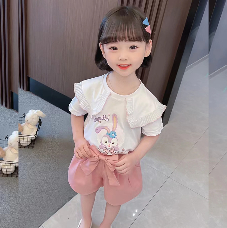 여자 여름 원피스 서양식 스타 데일루 세트 2024 년 새 여름 한국 스타일 어린이 인터넷 기념 반바지 투피스 트렌디
