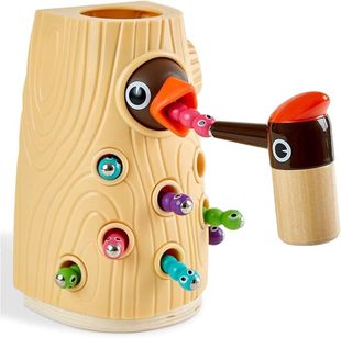 Cross-border Children's Woodpecker Toy Educational Early Education Fishing Worm Games Magnetic Birds Catch Worms Parent-child Interaction