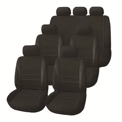 Universal seat cover – Mexico 7-Seater Waistline Style All-Season - black-9-piece-set-5-seats