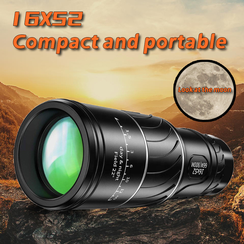 外贸热销16x52高清高倍单筒望远镜手机拍照手持微光夜视成人户外