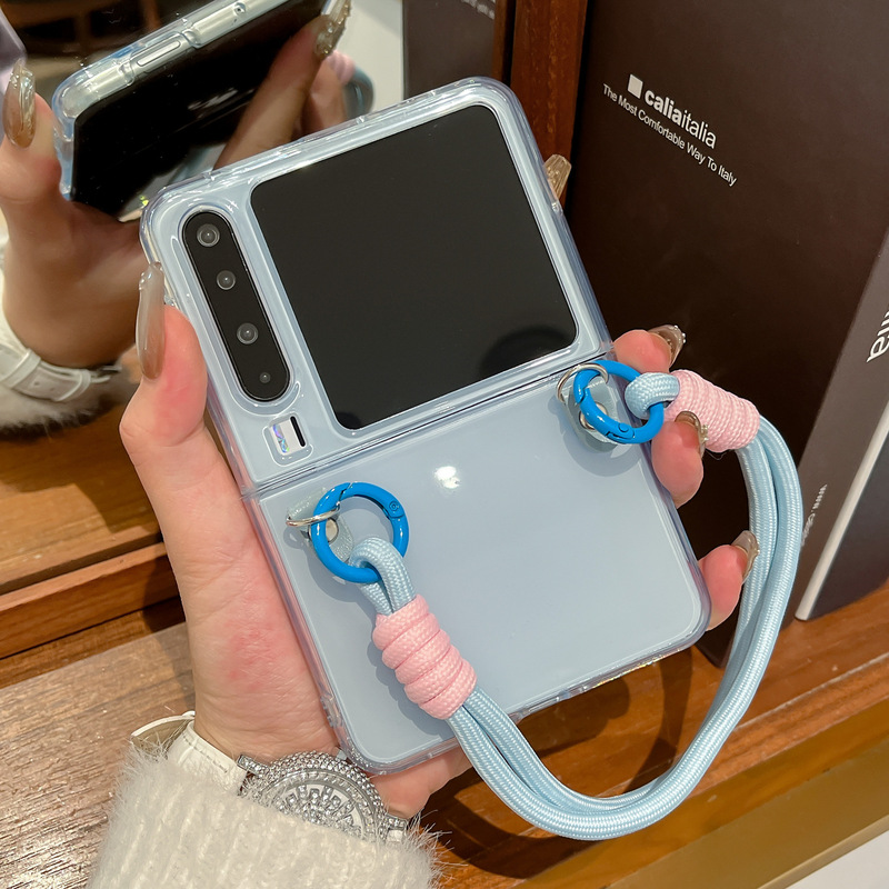 Huawei purax 携帯電話ケースに適した新しいゼリー無地 purax 折りたたみスクリーンコントラストカラーハンドロープ女性保護カバー|undefined