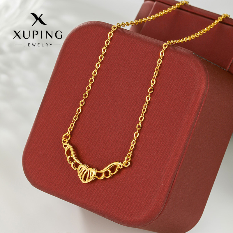 Xuping nueva aleación de cobre transfronteriza europea y americana chapado 24k amor temperamento collar de clavícula pequeña mujer