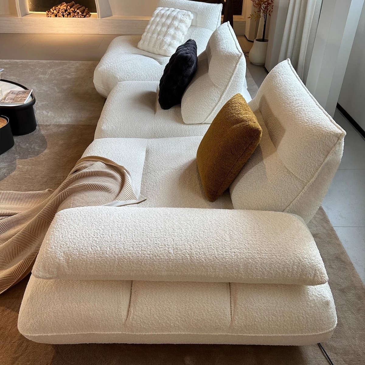 2025新款模块组合电动靠山沙发羊羔绒布客厅家用超宽座深直排沙发
