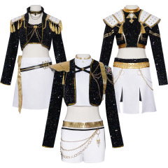 K-POP猎魔女团明星cos服鲁米黑金打歌服动漫角色舞台演出服cos服