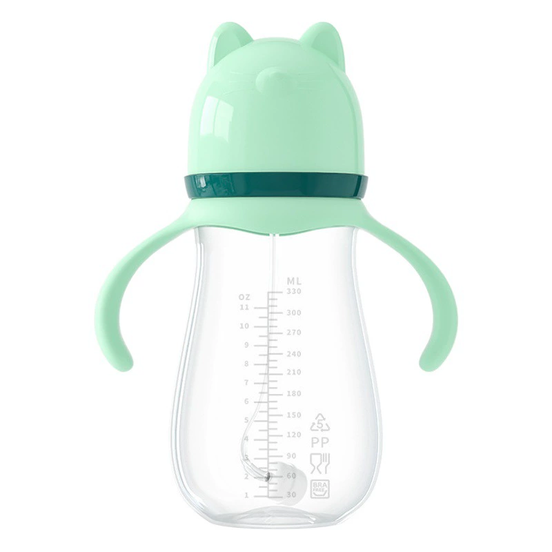 Фабрика Оптовая Новорожденный ребенок широкого диаметра PP соломенная бутылка детская пластиковая бутылка для питья с ручкой