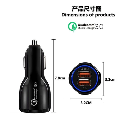 Car charger fast charging car Mobil şarj cihazları - black-qc3031a-plastic-shell