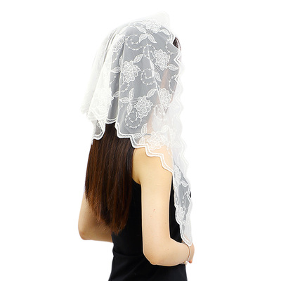 黑白色纱巾纯色三角巾婚礼头纱 韩版女式透气装饰纱巾围脖 SJJ021