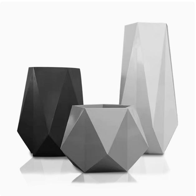 Pot de flores de fibra de vidrio de forma especial combinado para el centro comercial del hotel interior al aire libre vasija de flores vasija de flores vasija de flores combinación