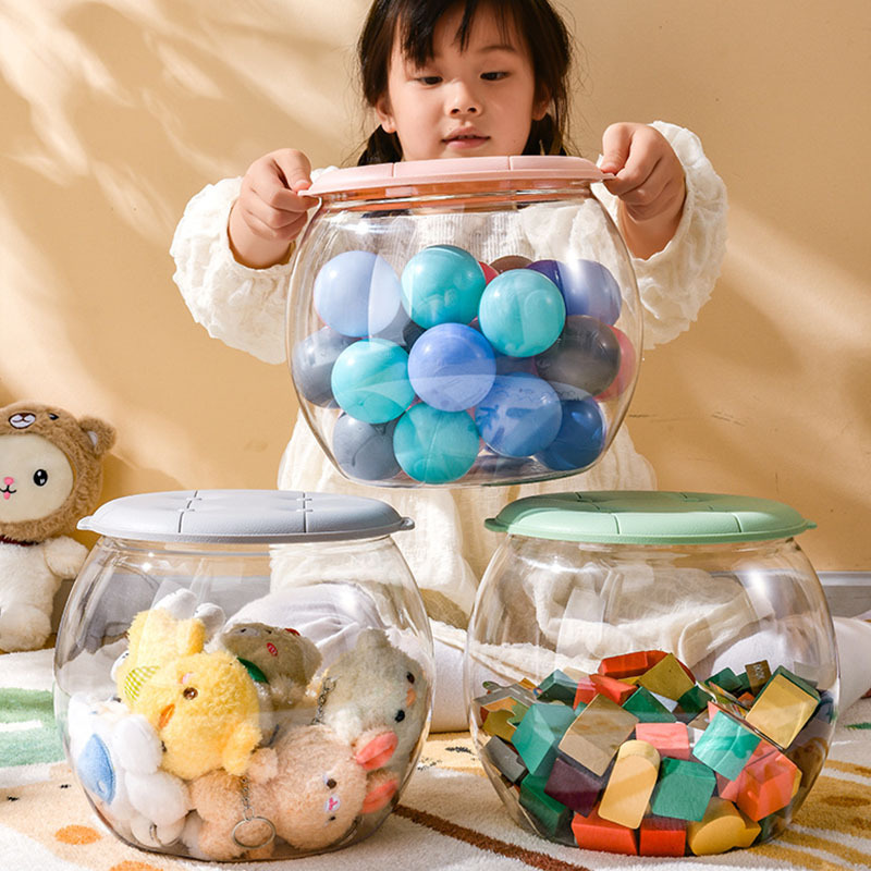 New children's doll storage bucket, plush toy storage stool, plastic transparent bucket for dolls