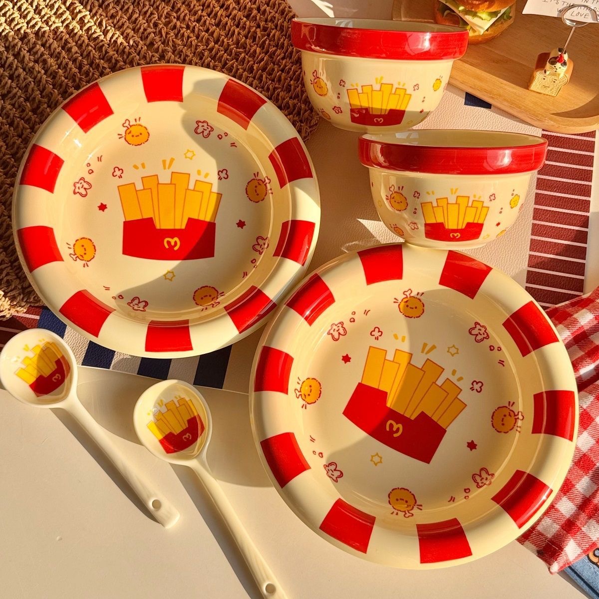 French Fries Head Ceramic Bowl For Home Use New High-value...