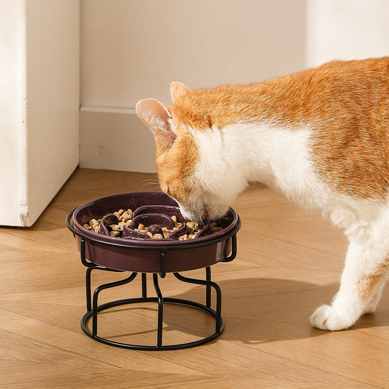 ペットセラミックボウル北欧猫ボウル背の高いセラミックキャットフードボウルスナック缶詰プレート抗頚椎症抗転倒猫フードボウル|undefined