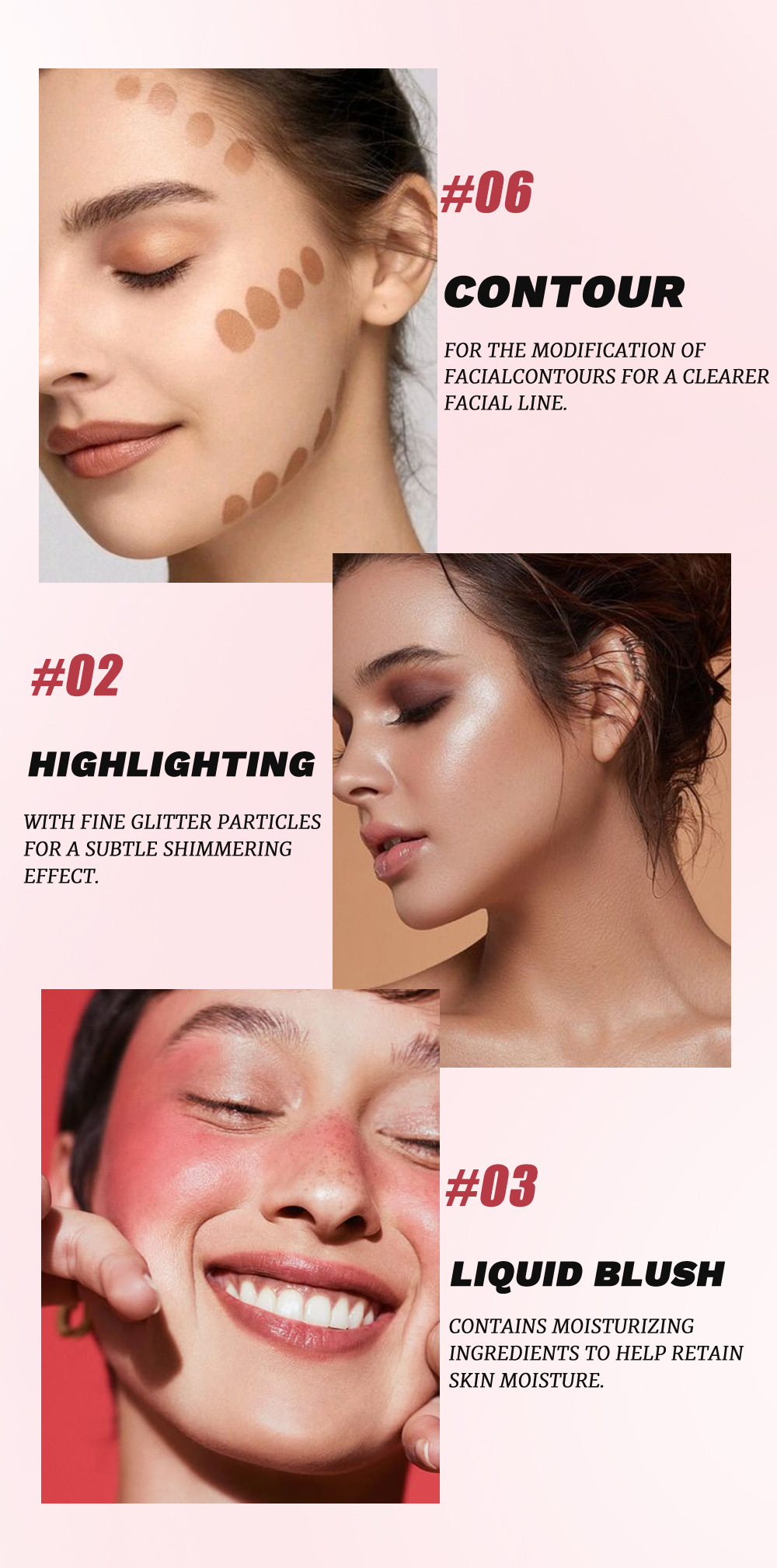 Julystar Facial Brightening High-Gloss Contouring Liquid, Lip Pearl Single Portable Moisturizing Blush Blush Wholesale undefined