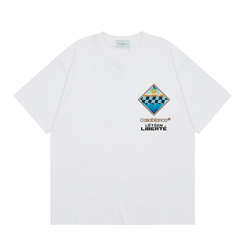 クロスボーダーカサブランカ夏新作カサドリームゲートプリント男女兼用ルーズ半袖Tシャツ純綿|undefined