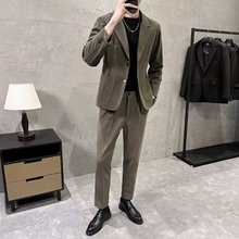 2025韩版潮流男士上衣帅气宽松港风西装外套男春秋百搭休闲西服