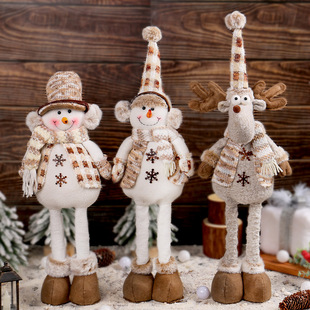 Christmas decoration manufacturer wholesale Christmas snowman telescopic doll knitted elk dolls window scene layout