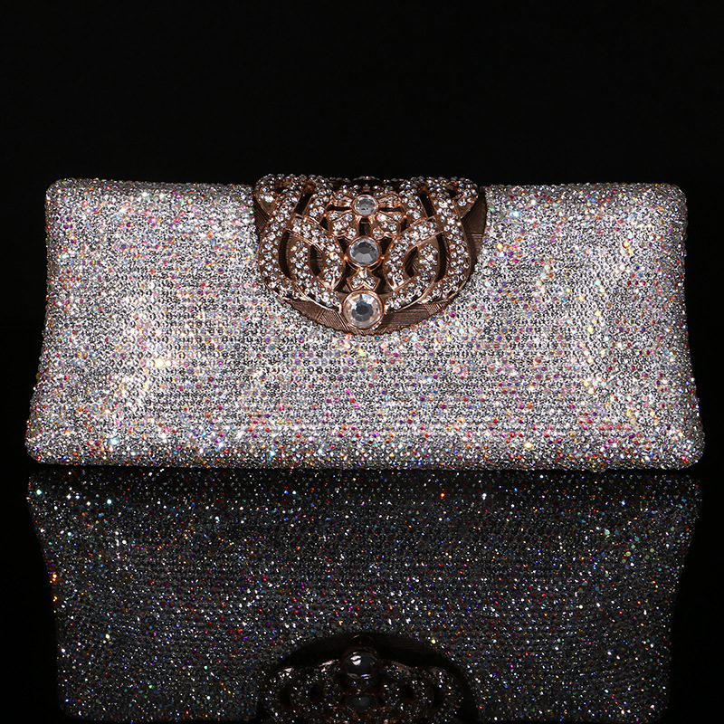 Women's Rhinestone Clutch Bag - Elegant Diamond-Encrusted Evening Bag For Parties, Banquets, And Qipao Outfits