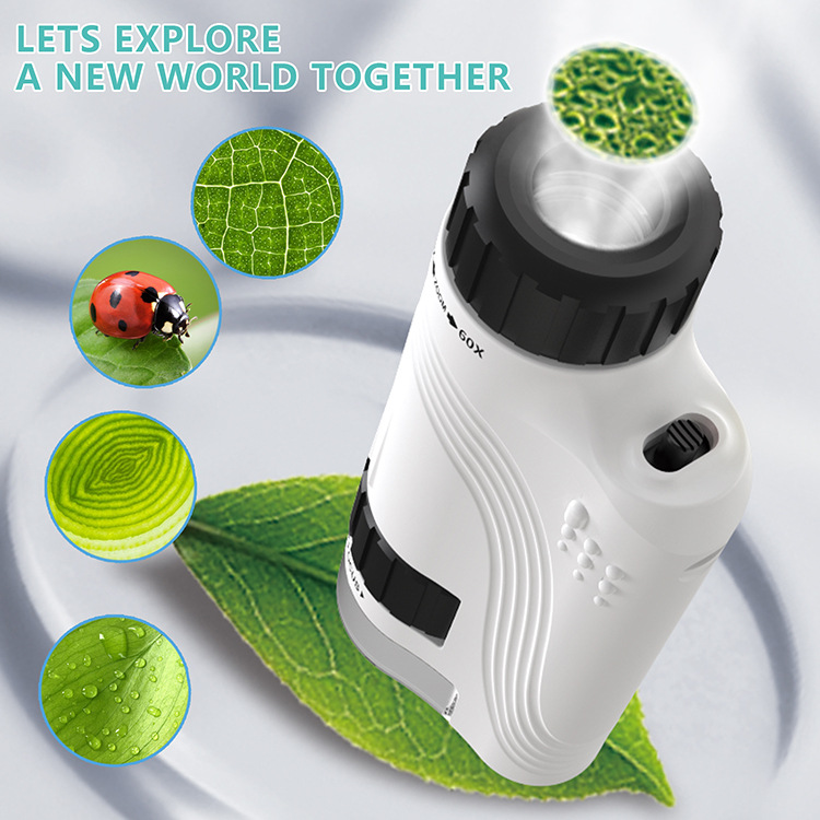 儿童手持显微镜加支架 加放大镜60X-120X学实验套装益智玩具男孩