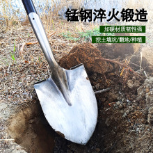 尖锹铁锹锰钢加厚木柄家用挖土铲农用防汛铁锨尖头全钢洋锹大掀头