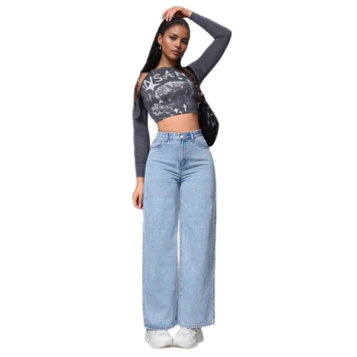 Women's Loose Straight Leg Jeans 2025 Spring Light Wash Ground-Length Denim Pants