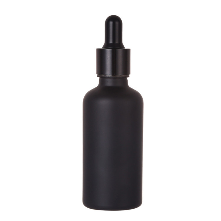 Botella de vidrio negro mate botella de líquido botella de embalaje botella de presión gotero botella de vidrio esencia botella de cuidado de la piel muestra pequeña