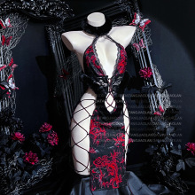 【原创·龙焰魅影】美杜莎挂脖连体情趣内衣大码古风旗袍制服诱惑