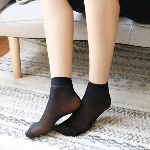 Summer women's thin anti-snatch steel stockings 30D fashion short-tube women's socks skin color black drop shipping
