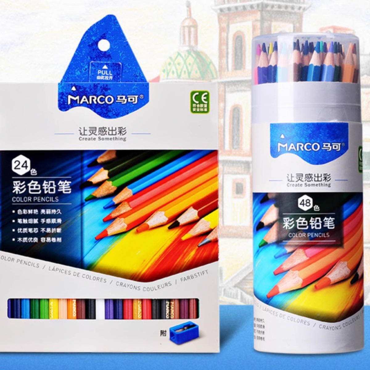 [Precio fresco] Marco 4300 lápiz de color aceitoso Marco de color 72 colores 48 colores pintados a mano para estudiantes