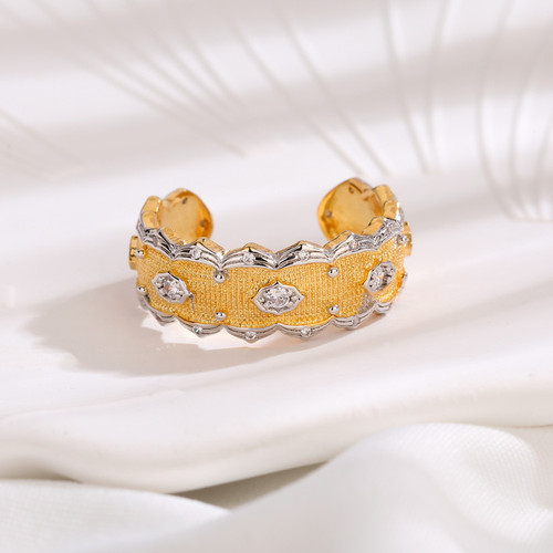 Italian craftsmanship, European and American brushed lace bracelet, gold-plated two-color opening, retro and elegant women's bracelet accessories