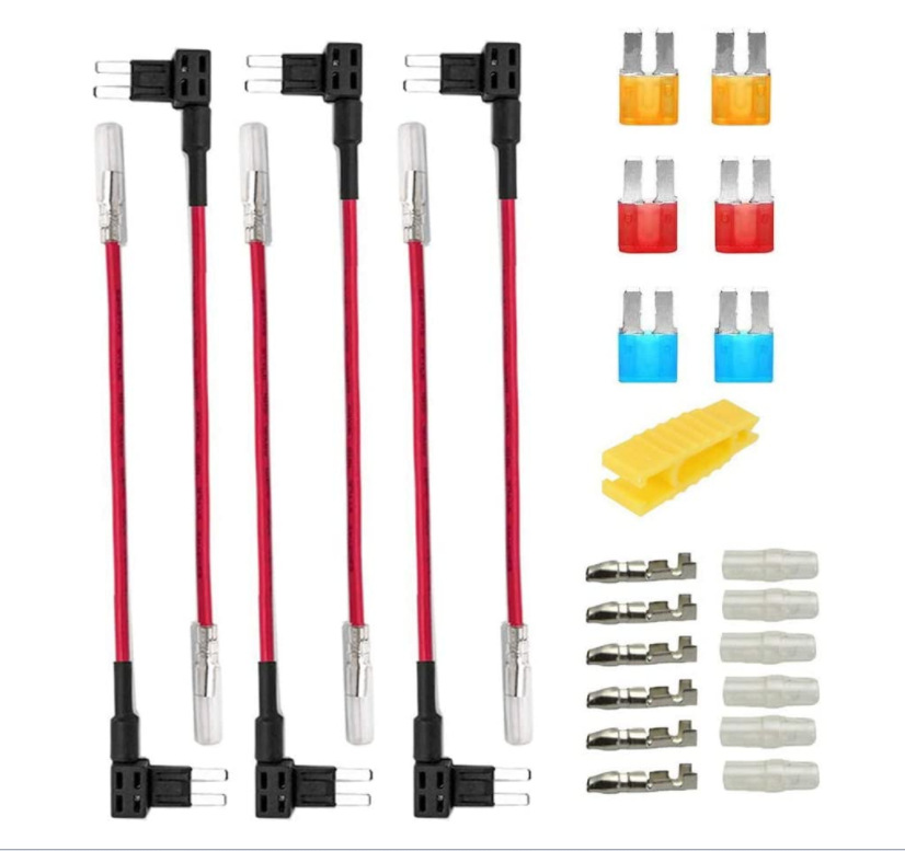 6个12V24V附加电路微型带线束式刀片保险丝座微型2保险丝5A10A15A