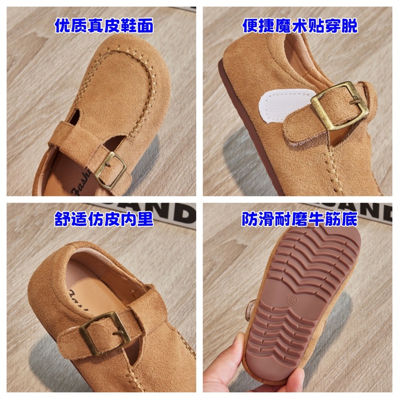 真皮儿童勃肯鞋2025秋季新款女童鞋子皮鞋软底韩版复古女孩豆豆鞋|undefined