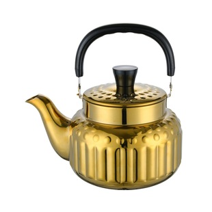 Stainless steel round teapot gold with strainer to lift kettle to brew coffee hammer pattern tea kettle teapot for export