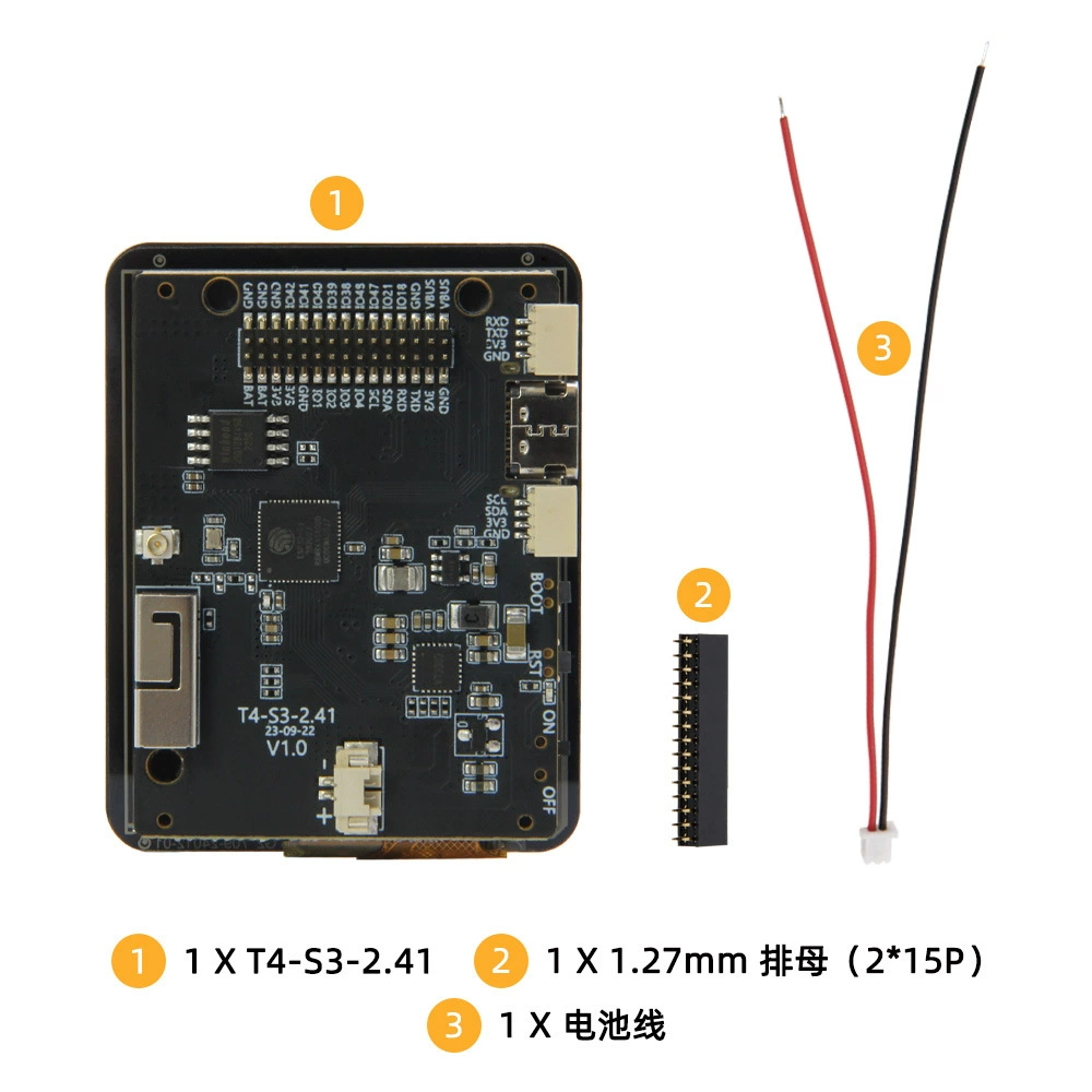 Разработка модуль LILYGO T4‑S3 ESP32‑S3, 2.41" AMOLED тач, Wi‑Fi и Bluetooth, Qwiic