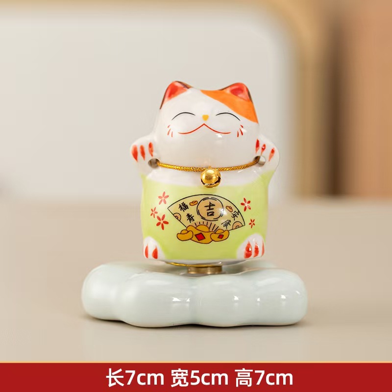 Mayorista lindo gato de ganancia girar la decoración de escritorio Jingdezhen cerámica pequeña decoración cerámica girar decoración