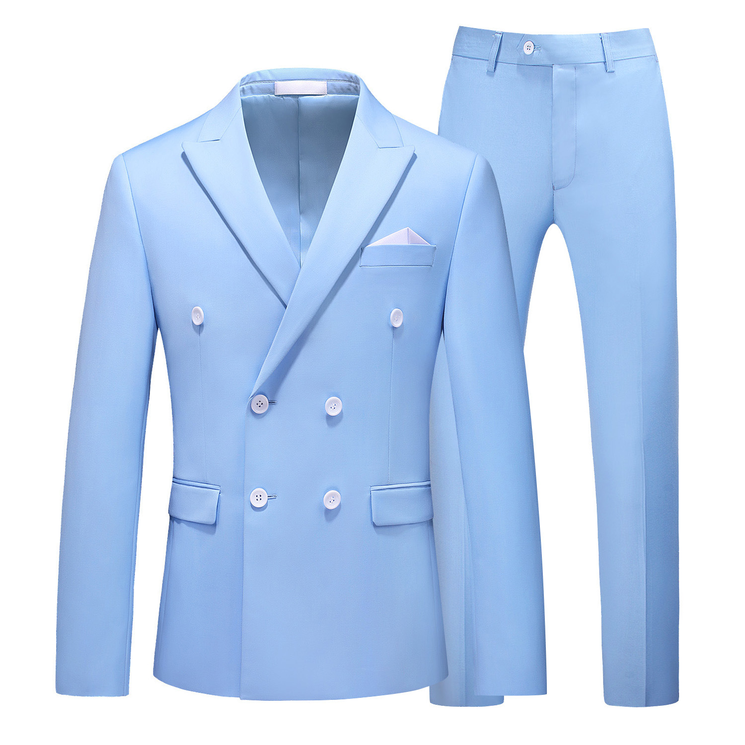Men's Clothing new men's large size suit two piece double breasted solid color hollow suit_voghion.com