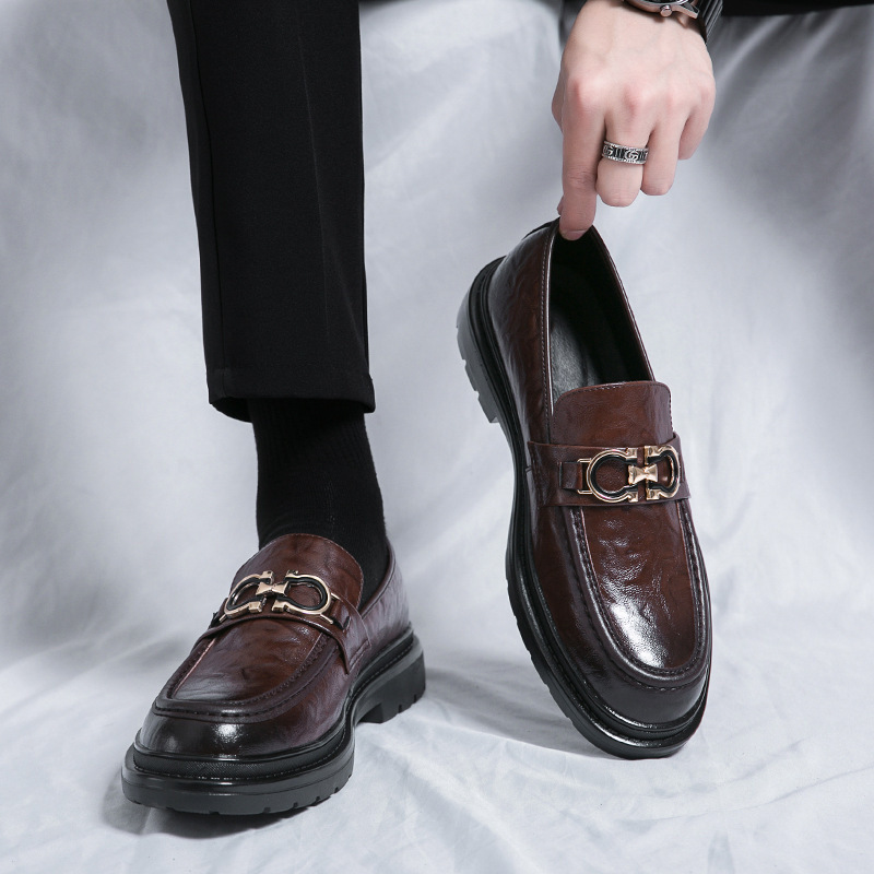 Hombres de negocios ropa formal primavera y otoño británico transpirable suela suave de cuero para trabajar zapatos de ropa formal zapatos de cuero casuales zapatos de Lefour hombre image 8
