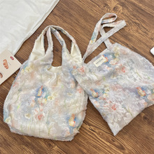 5381 小清新温柔风仙女雪纺帆布包郁金香女单肩背心包大容量手提