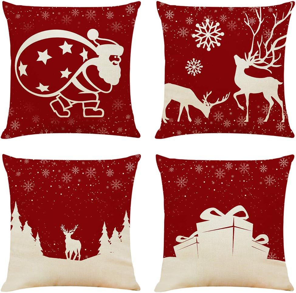 Transfronterizo Amazon temu Hot Sale Navidad invierno copo de nieve impresión lino almohada funda almohada sofá cojín