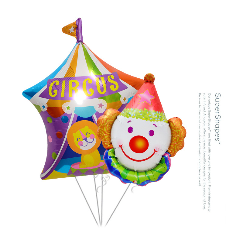 Decoración de fiesta arreglo globo fiesta de cumpleaños decoración globo circo animal forma de dibujos animados película de aluminio globo