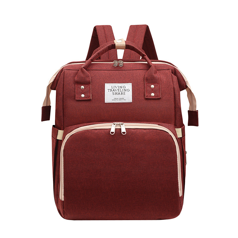 Mochila maternal multifuncional plegable con cuna y puerto USB, bolso de viaje de gran capacidad