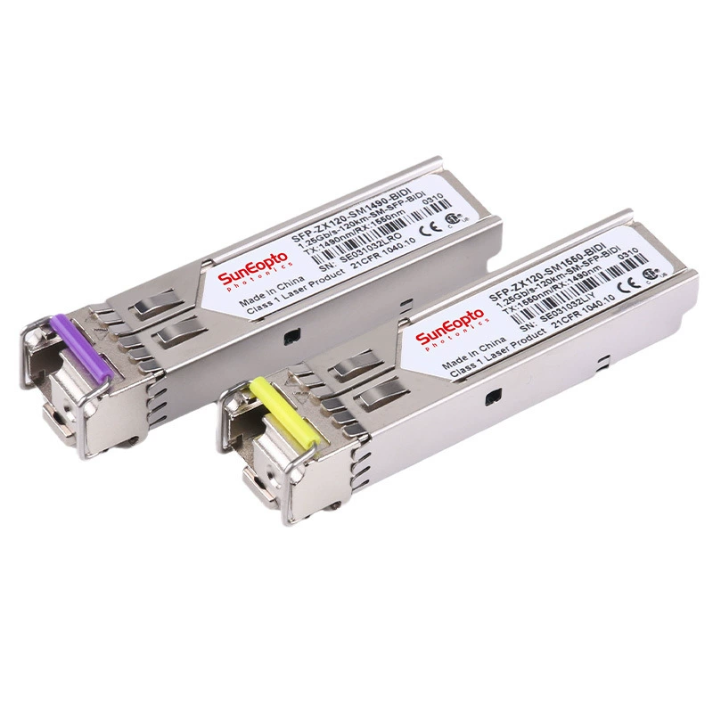 Оптоволоконный модуль 1.25G гигабитный SFP монофиламентный 120 км TX1490/RX1550NM световой модуль BIDI