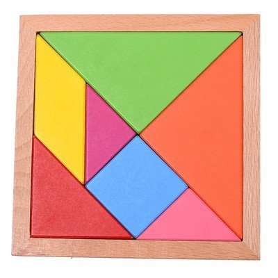 Trompeta de madera para niños de 11.6CM, tangram de madera con formas de colores, bloques de construcción cognitivos para la educación temprana, juguete intelectual, juguete educativo